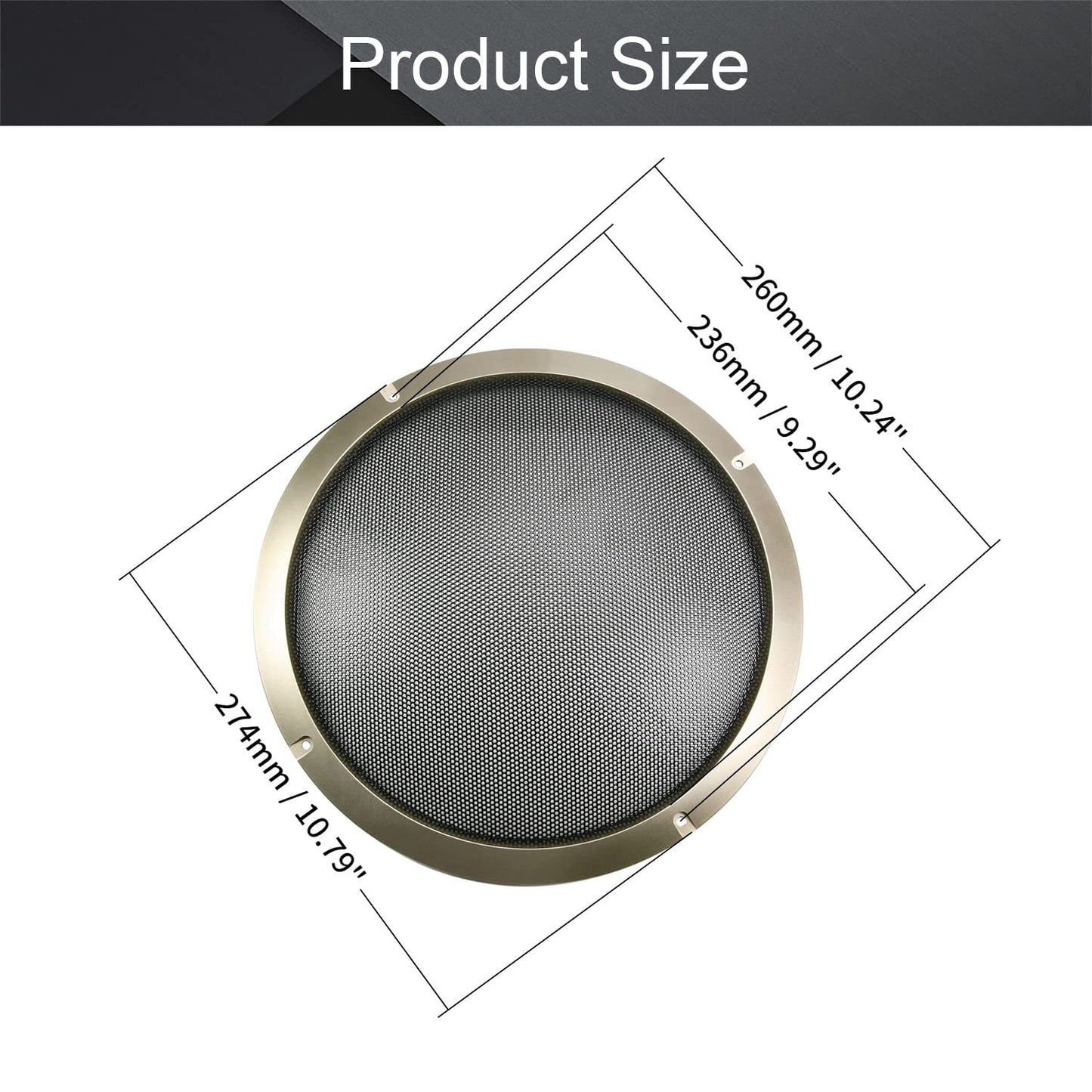 Fielect 11inch Speaker Grill Cover Mesh Decorative Circle Subwoofer Guard Protector Cover Audio Accessories Gold