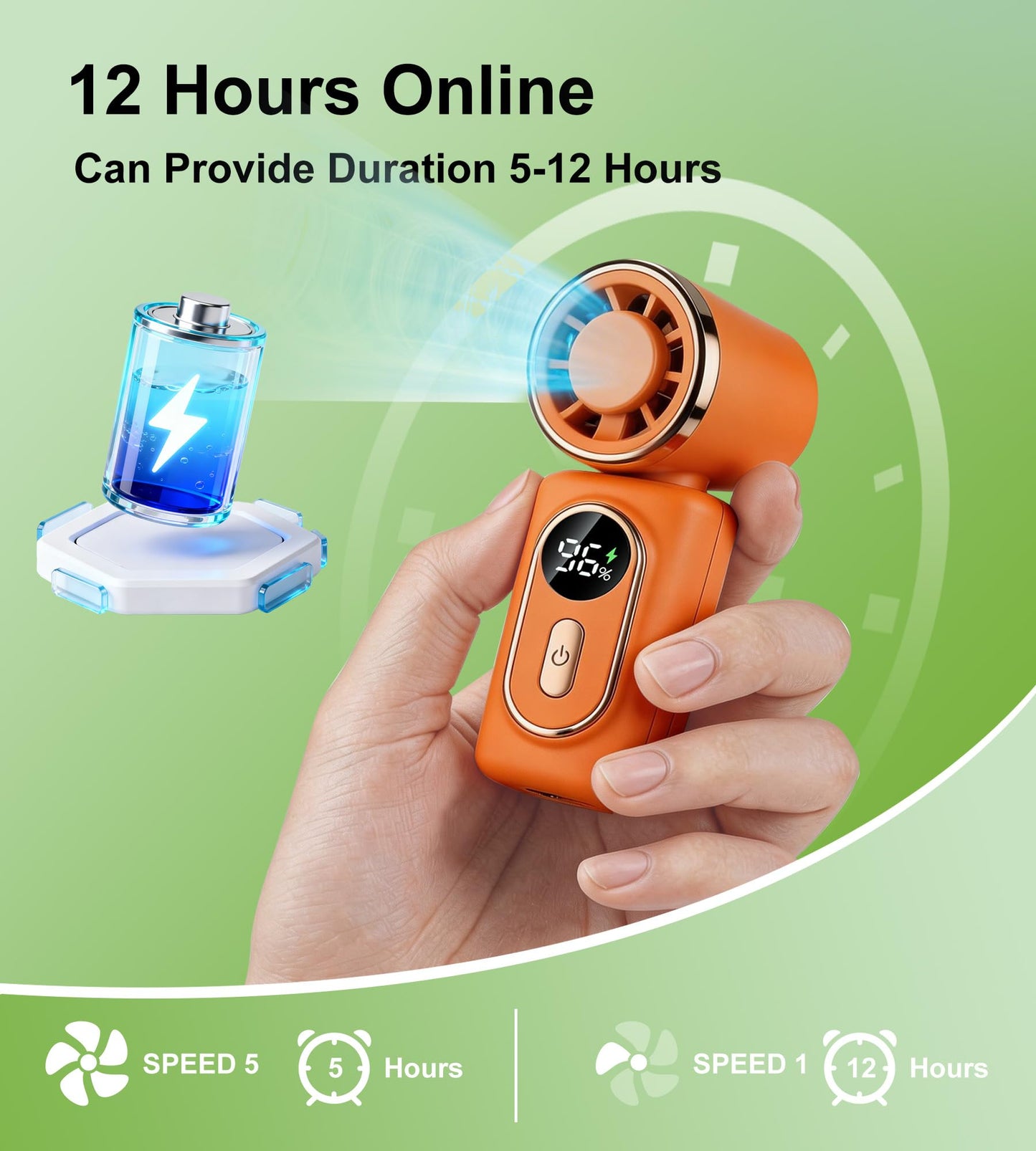 YZWTD Portable handheld small fan with built-in fixed clips