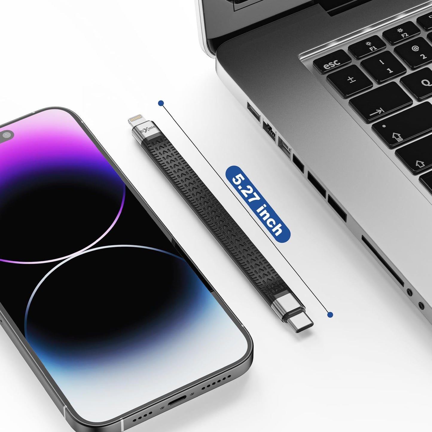 Rixmie Short USB C to Lightning Cable, [MFi Certified-13.5cm] 30W Fast Charging for 14 Pro/14/13/13 Pro/12 Pro Max/12/11/11 Pro/X/XS, AirPods, iPad…