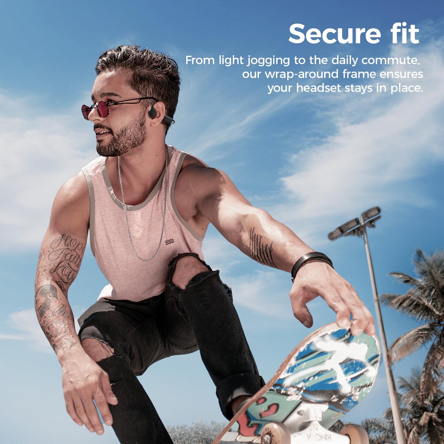 Bone Conduction Headphones, Wireless Bluetooth Open-Ear Sports Headphones with Mic, Type-C Quick Charging Long Battery Life, Upgrade Waterproof