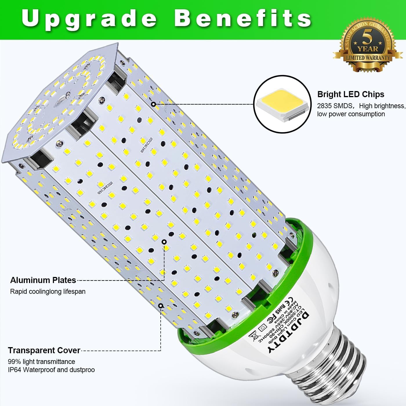1000W Equivalent LED Light Bulb 15000 Lumen 5000K 150W Large Area Cool Daylight White E26/E39 Medium Base for Outdoor Indoor Garage Warehouse Factory