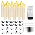 FPOO 10 PCS LED Window Candles with Remote Timer, Battery Operated Flameless Taper Candles, Warm White Flickering Christmas Candle Lights for Home