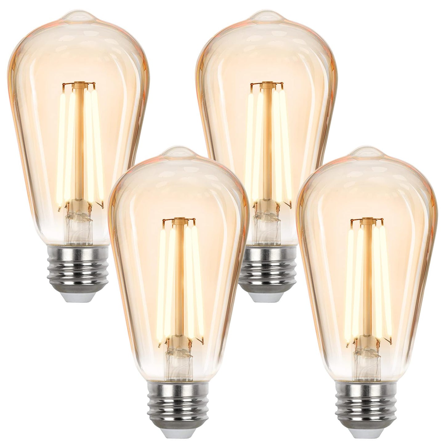Sigalux LED Edison Bulbs 40 watt Equivalent, E26 Light Bulb Dimmable, Soft White 2700K, Amber Glass ST58 Vintage LED Bulbs, 90+ CRI, 4.5W 400LM, E26