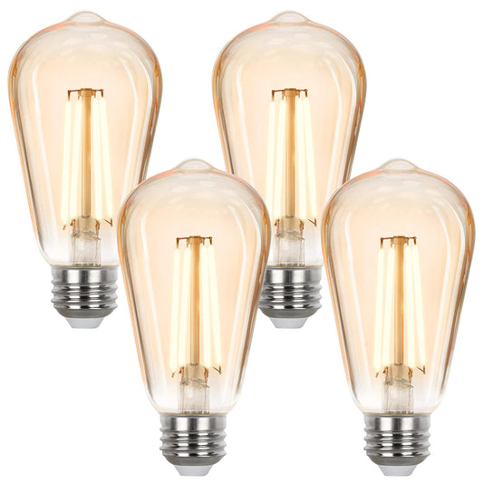 Sigalux LED Edison Bulbs 40 watt Equivalent, E26 Light Bulb Dimmable, Soft White 2700K, Amber Glass ST58 Vintage LED Bulbs, 90+ CRI, 4.5W 400LM, E26