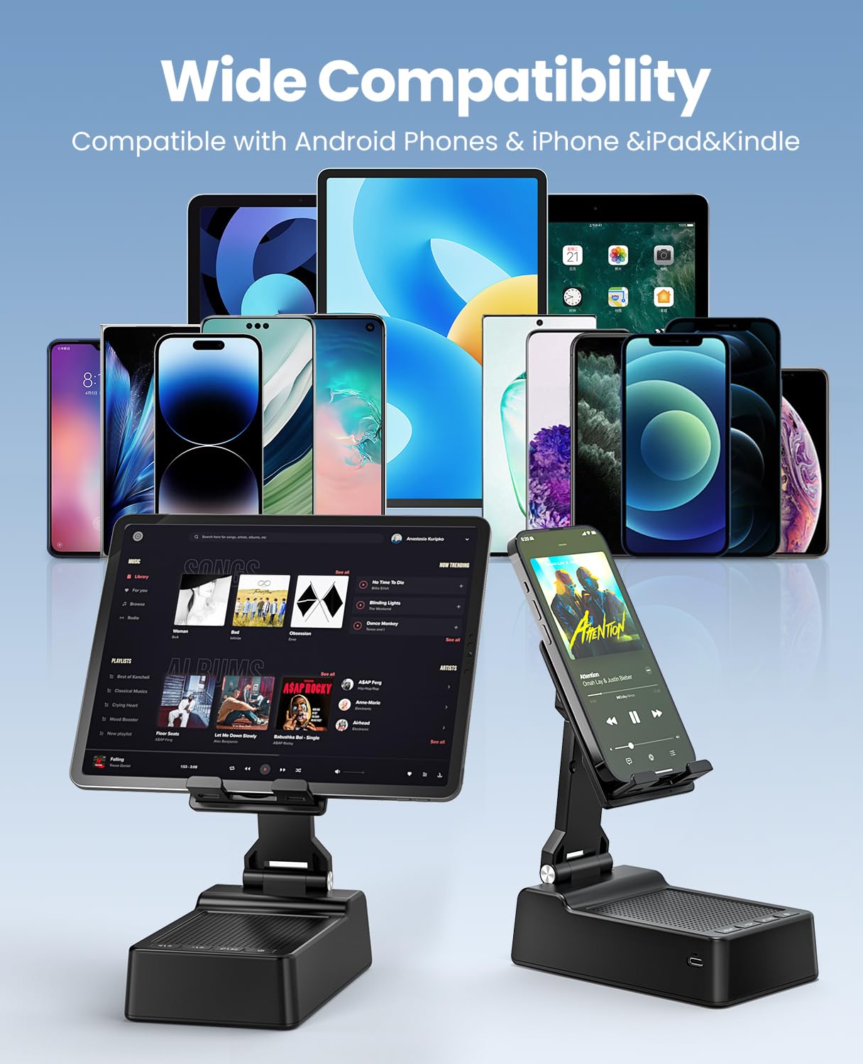 Gifts for Men Women, Phone Stand with Bluetooth Speaker, HD Surround Sound Speaker, Compatible with all iPhone/Android phones iPad Kindle, Cool Gadget