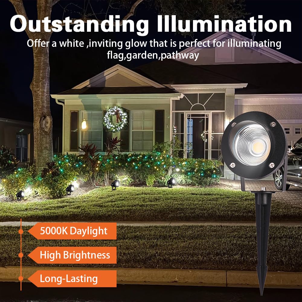 EAGLOD 20W Led 12V AC/DC Flag Spotlights Outdoor Landscape Lights,Low Voltage Landscape Lighting,IP65 Waterproof Flag Lights for Yard Wall Mounted