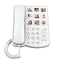 Benotek Corded Big Button Picture Phone for Seniors with Speaker Redial, Hands Free Landline Desk Telephone, Amplied Large Button Home Phones