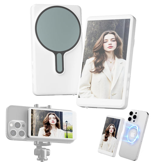 FMC Vlogging kit for iPhone, Selfie Monitor Screen Phone Vlog Support 4K 30fps Wireless Connection Magnetic Screen Mirroring Using Back Camera
