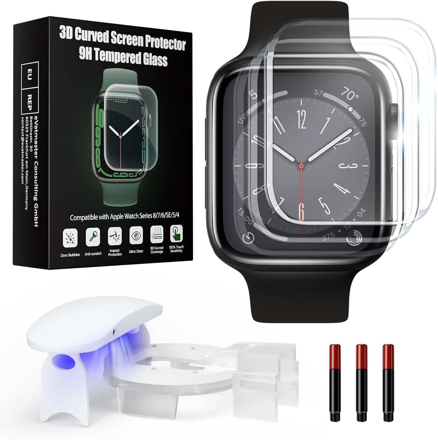 Kopration Screen Protector for Apple Watch Series 10 46mm,Tempered Glass Curved Full Coverage Watch Screen Protector, Bubble Free Screen Protector