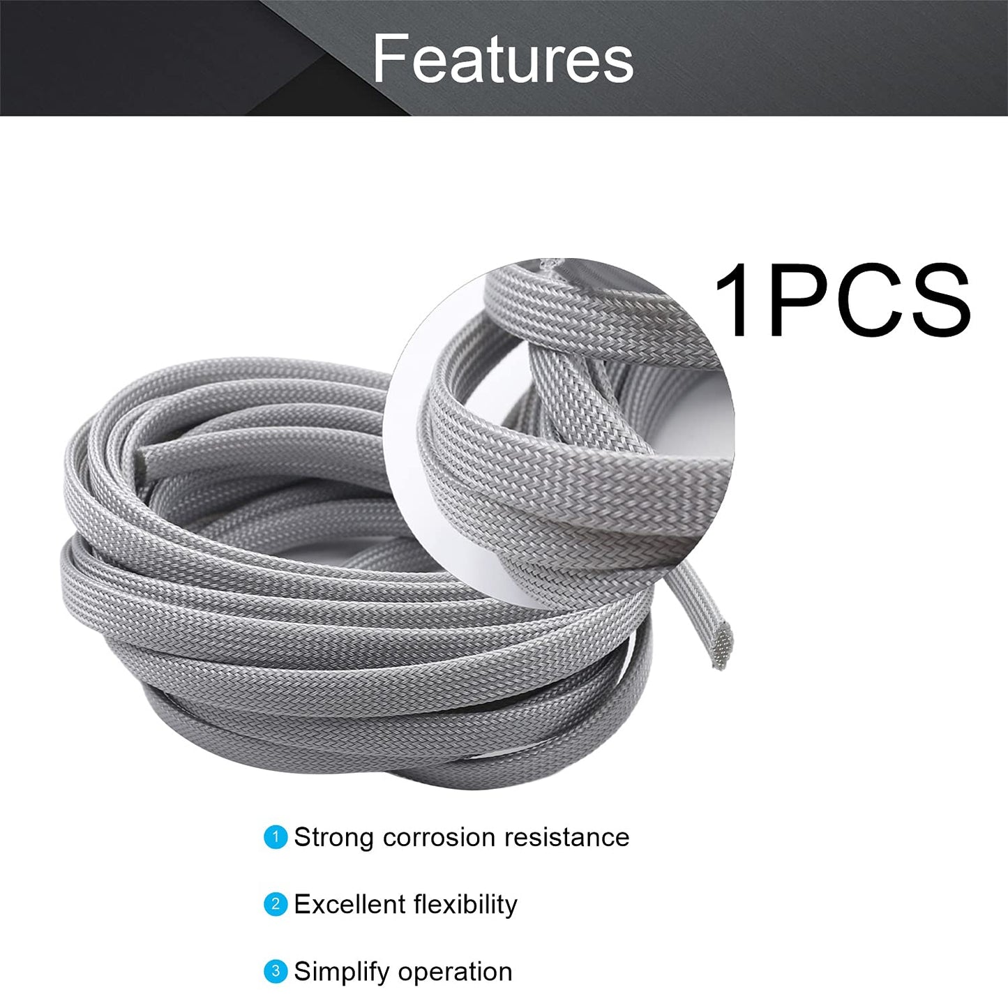 Othmro 16.4ft/5Meter PET Expandable Braided Cable Sleeve, 3/8 Inch Flexible Wire Loom Cord Protector, Cable Management Sleeve Cord Cover for Audio