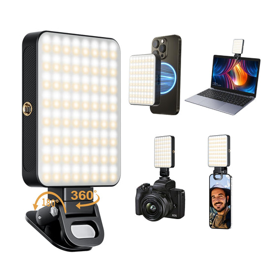 Magnetic Selfie Light for Cell Phone, gliship 128 Led Selfie Light Compatible with Magsafe Rechargeable Portable Clip Fill Light with 3 Lights Modes