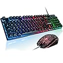FLAGPOWER RGB Gaming Keyboard and Breathing Mouse Combo, Adjustable Breathing Backlit Mechanical Feeling Keyboard with 4 Colors 4800DPI Backlight