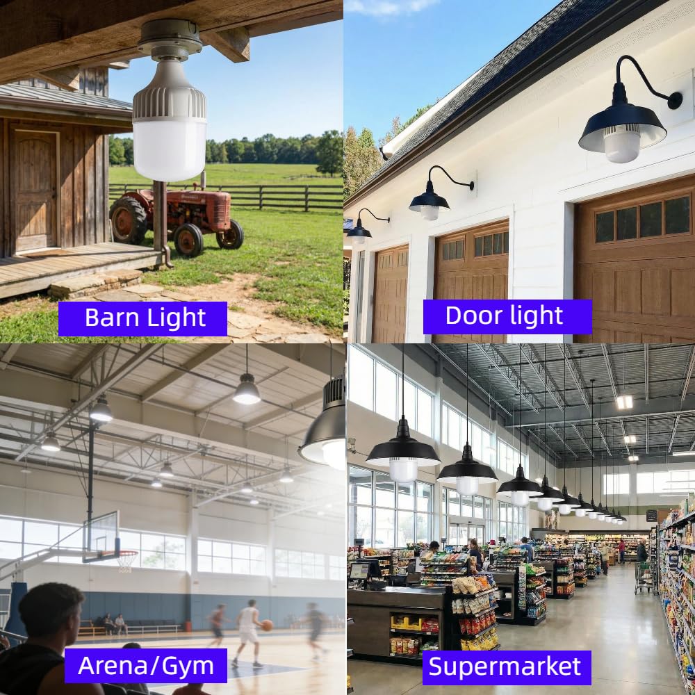 Mljjbm LED Light Bulb 65W, 6000 Lumen, 5000K Daylight White, E26/E27 Base