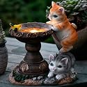 Cat Garden Figurines Outdoor Decor Solar Statue with LED Lights for Patio Lawn Yard Art Decoration Housewarming Garden Gift