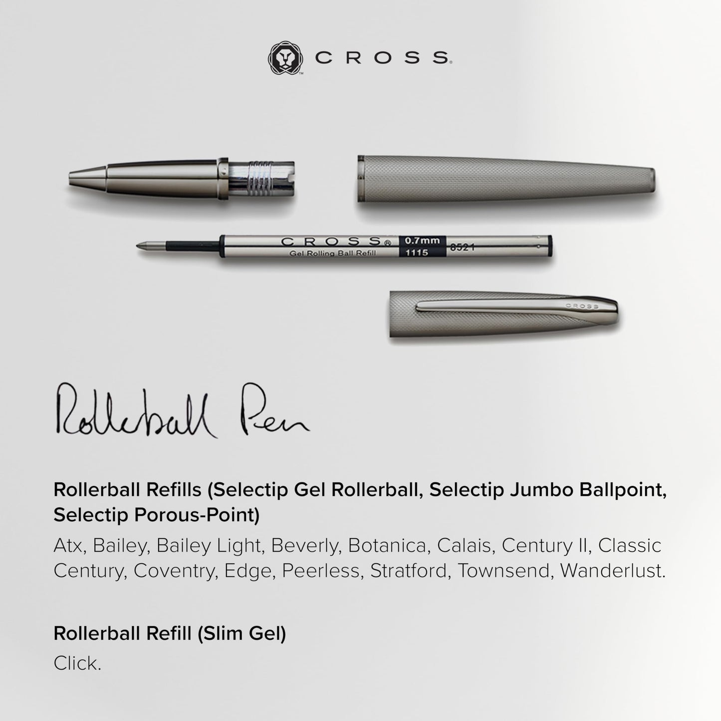 Cross Selectip Gel Rollerball Pen Refill - Blue - Medium - 2-Pack - Luxury Pen Refill for Consistent Ink - Quick-Drying & Smudge-Free - Smooth Laydown