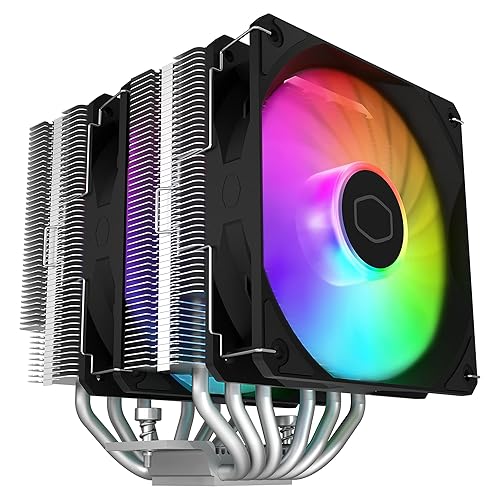 Cooler Master Hyper 620S Dual Tower CPU Air Cooler, ARGB Sync, 120mm PWM Fan, 6 Copper Direct Contact Heat Pipes, 154.9mm Tall Silver
