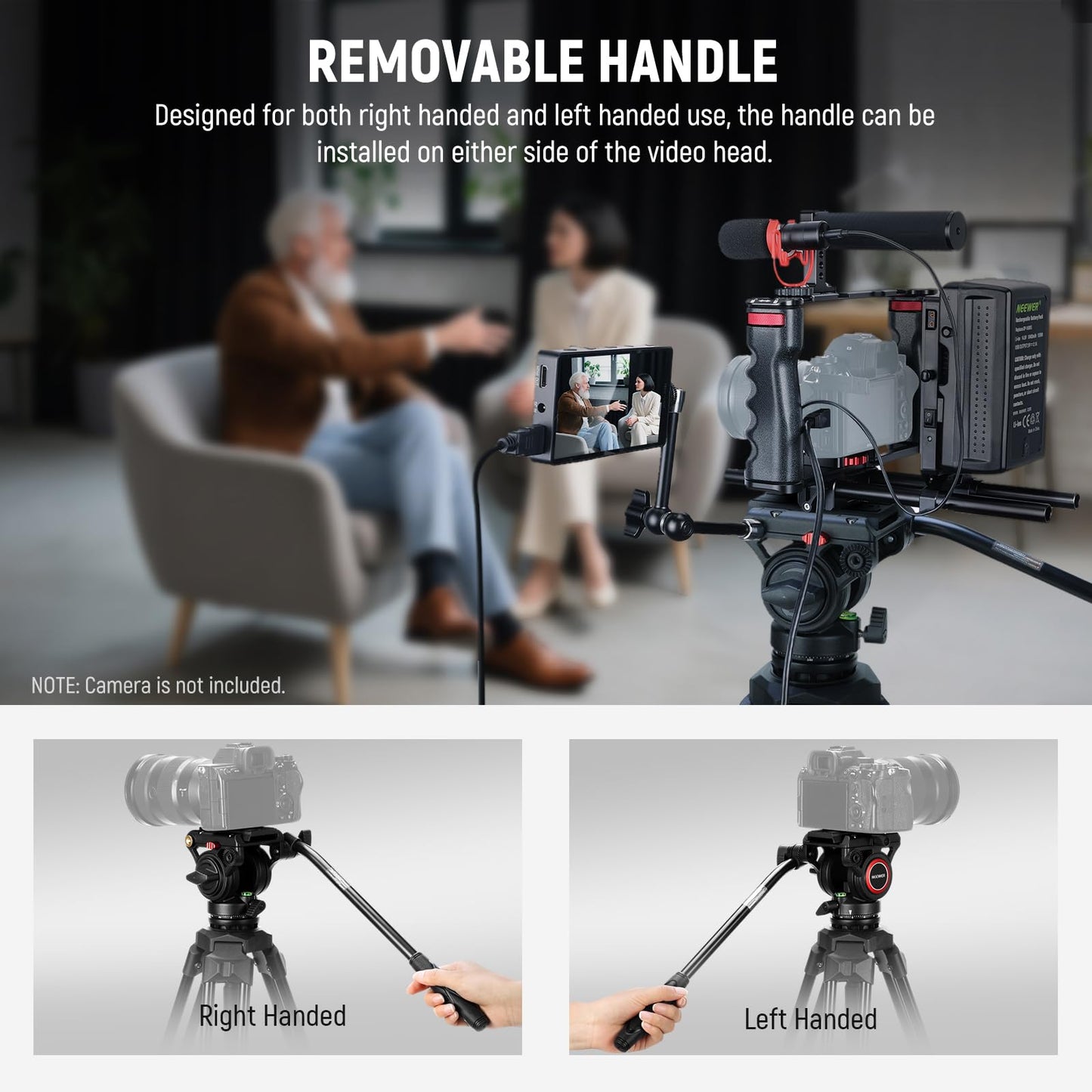 NEEWER Video Tripod with Fluid Head, Heavy Duty Aluminum Compact Portable Camera Tripod Stand for DSLR Camcorder Compatible with DJI Gimbals
