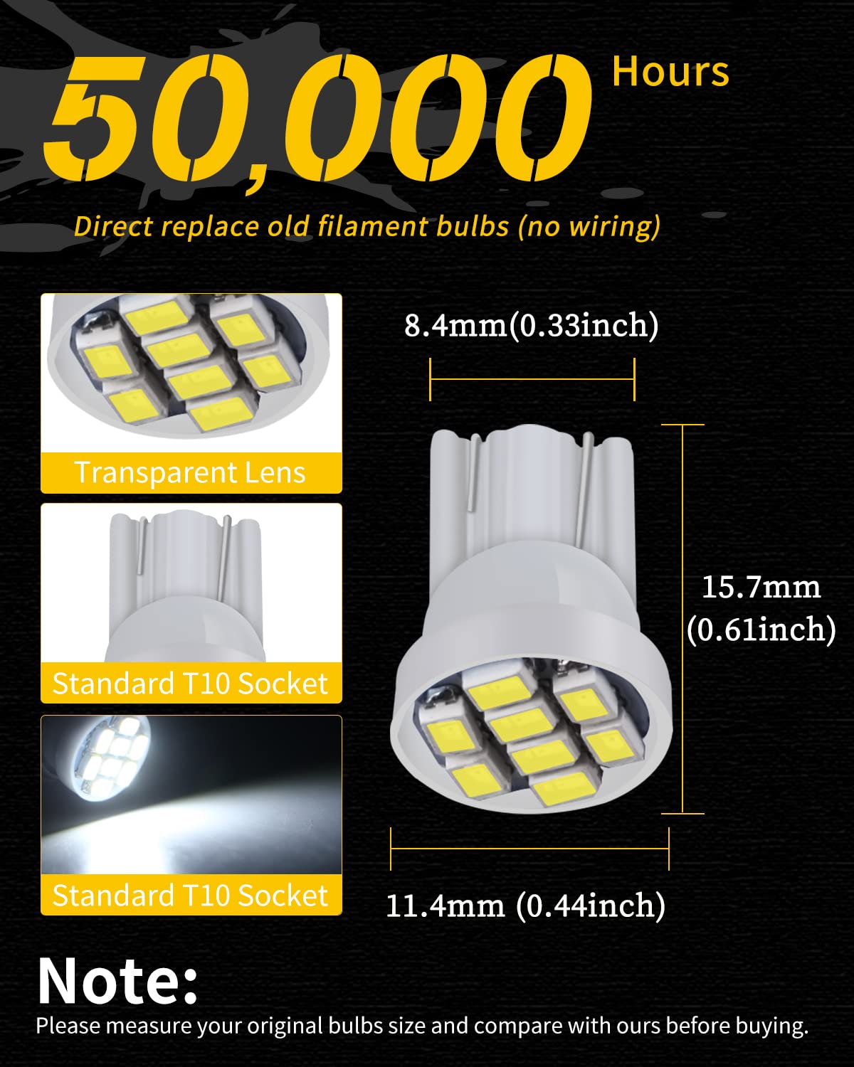 Qasim 555 Arcade Pinball Led Bulbs White Non-Polar AC DC 6V 6.3V