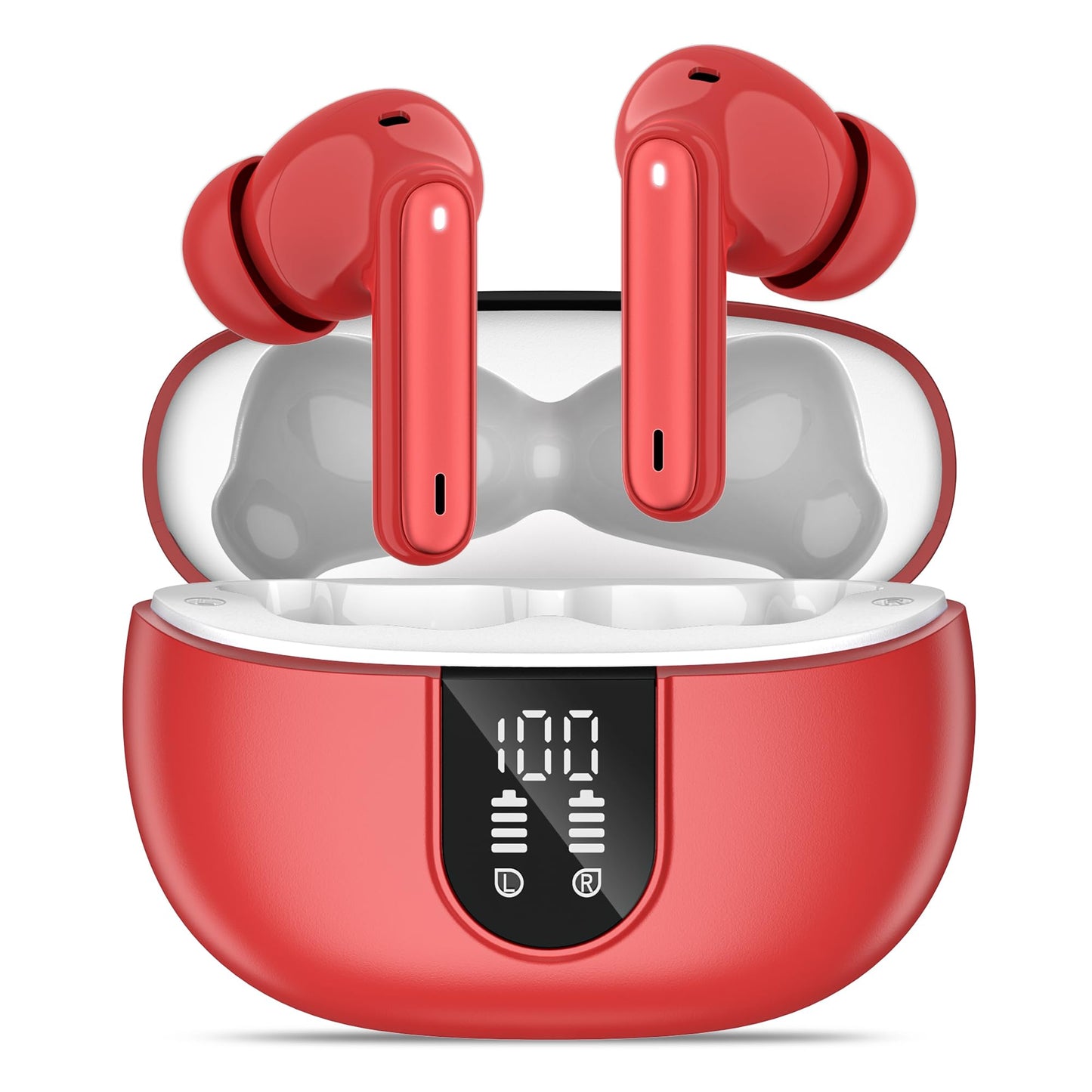 MoBadeety Wireless Earbuds, Bluetooth 5.3 Headphones 40Hrs Playtime Deep Bass Stereo, LED Power Display, Call Noise Canceling Headphones with Mic, IP7