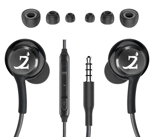 ZAMZAM PRO 3.5mm(1/8inch) Regular Plug Stereo Headphones with Hands-Free Built-in Microphone Buttons + Crisp Digital Titanium Clear Audio