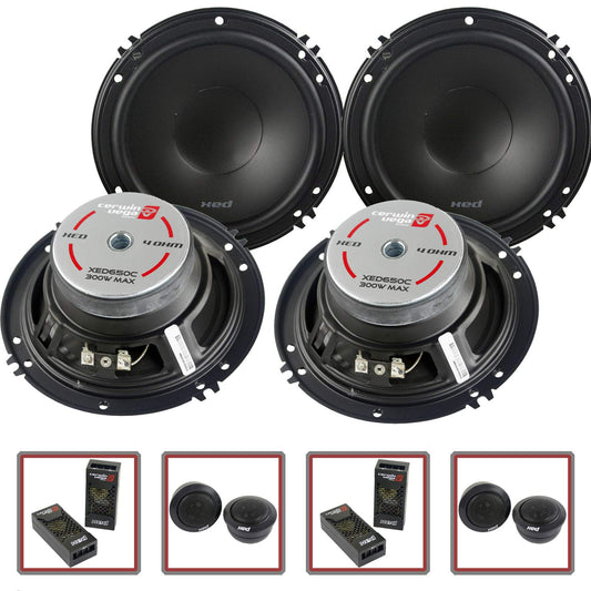 2 Pair Cerwin-Vega XED650C 6.5" 300W 2-Way Component Speaker System Tweeter Crossover