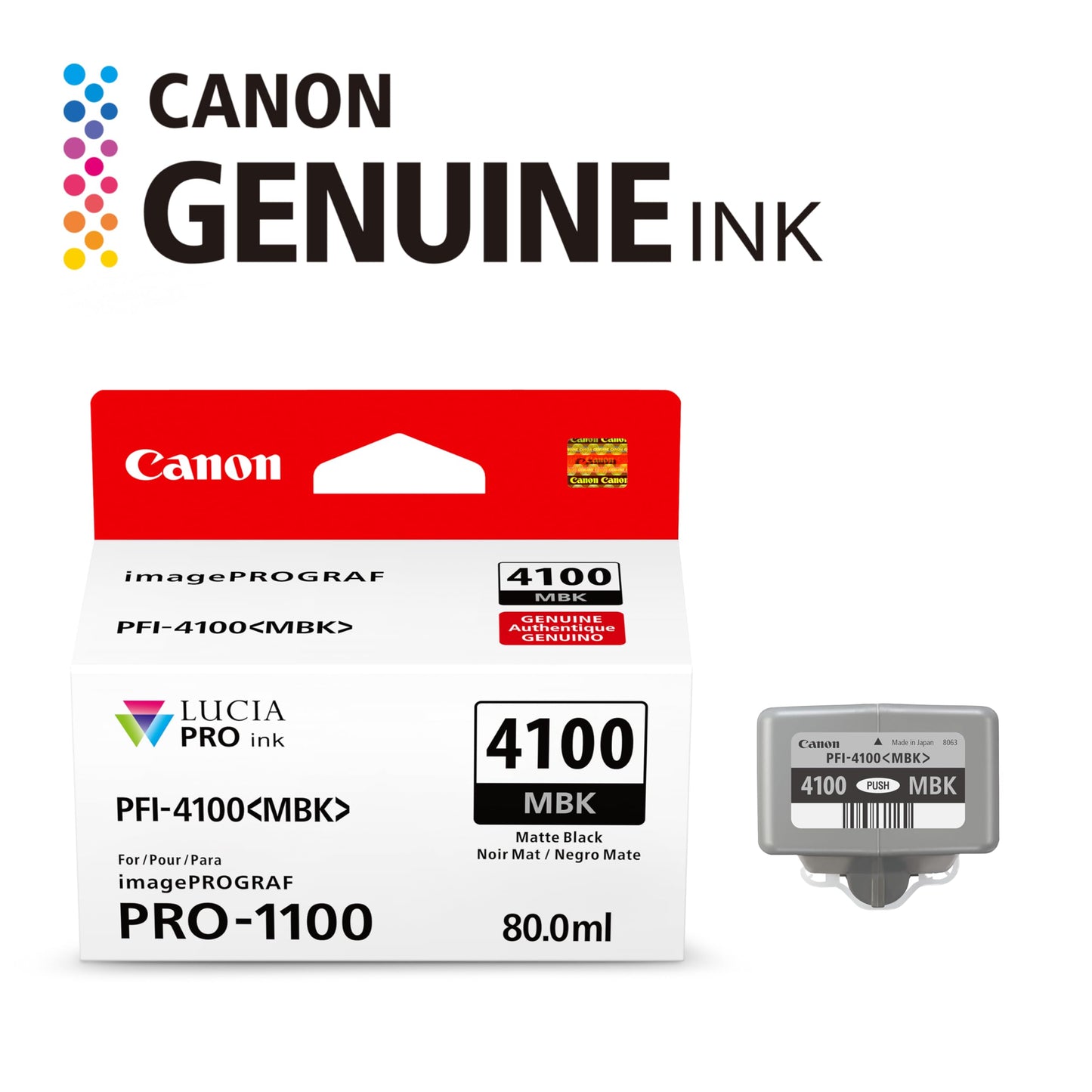 Canon PFI-4100 Genuine Matte Black Ink Tank, Compatible with imagePROGRAF PRO-1100 Printers