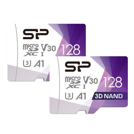 Silicon Power 2-Pack 128GB Micro SD Card U3 SDXC microsdxc High Speed MicroSD Memory Card with Adapter