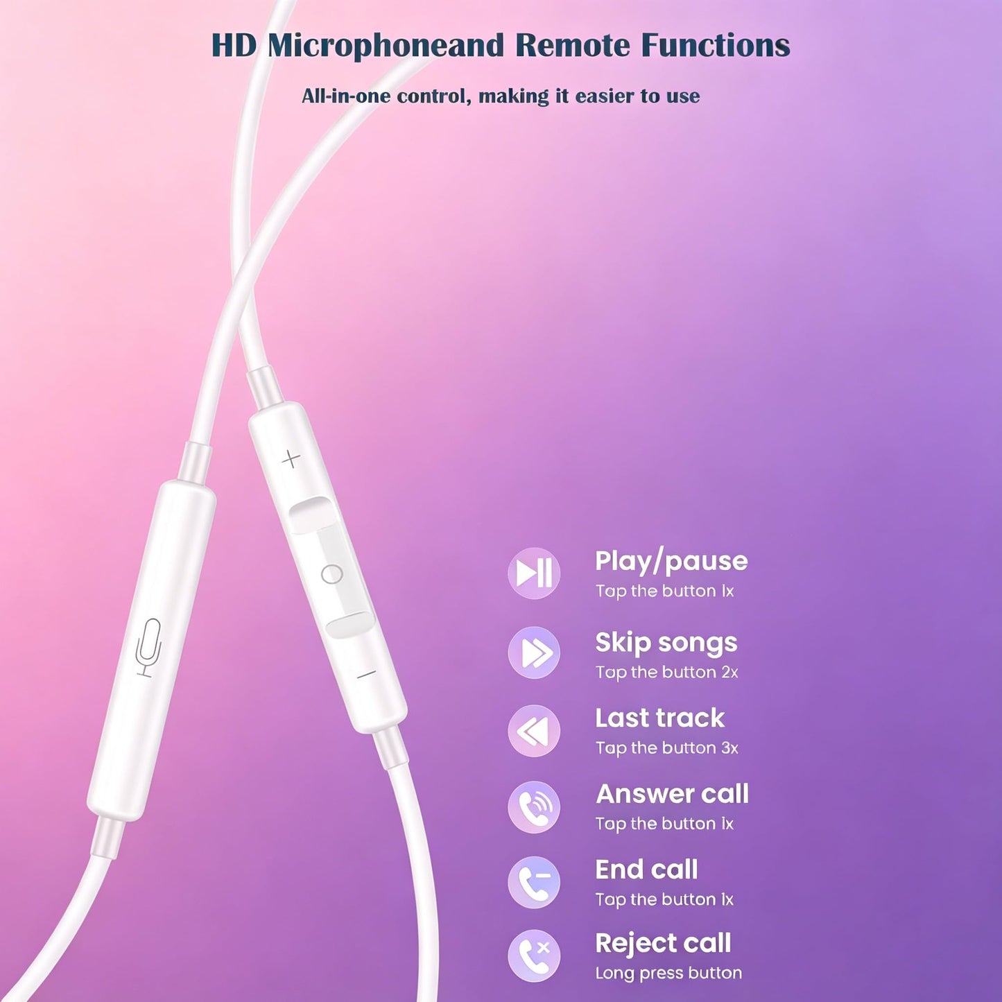 1Pack Earbuds for iPhone Headphones Lighning Plug Wired Earphones in-Ear