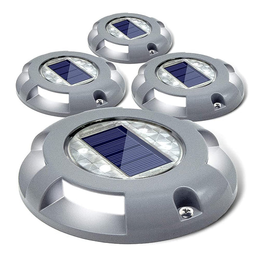 SIEDiNLAR Solar Deck Lights Driveway Dock LED Light Solar Powered Outdoor Waterproof Road Markers for Step Sidewalk Stair Garden Ground Pathway Yard 4