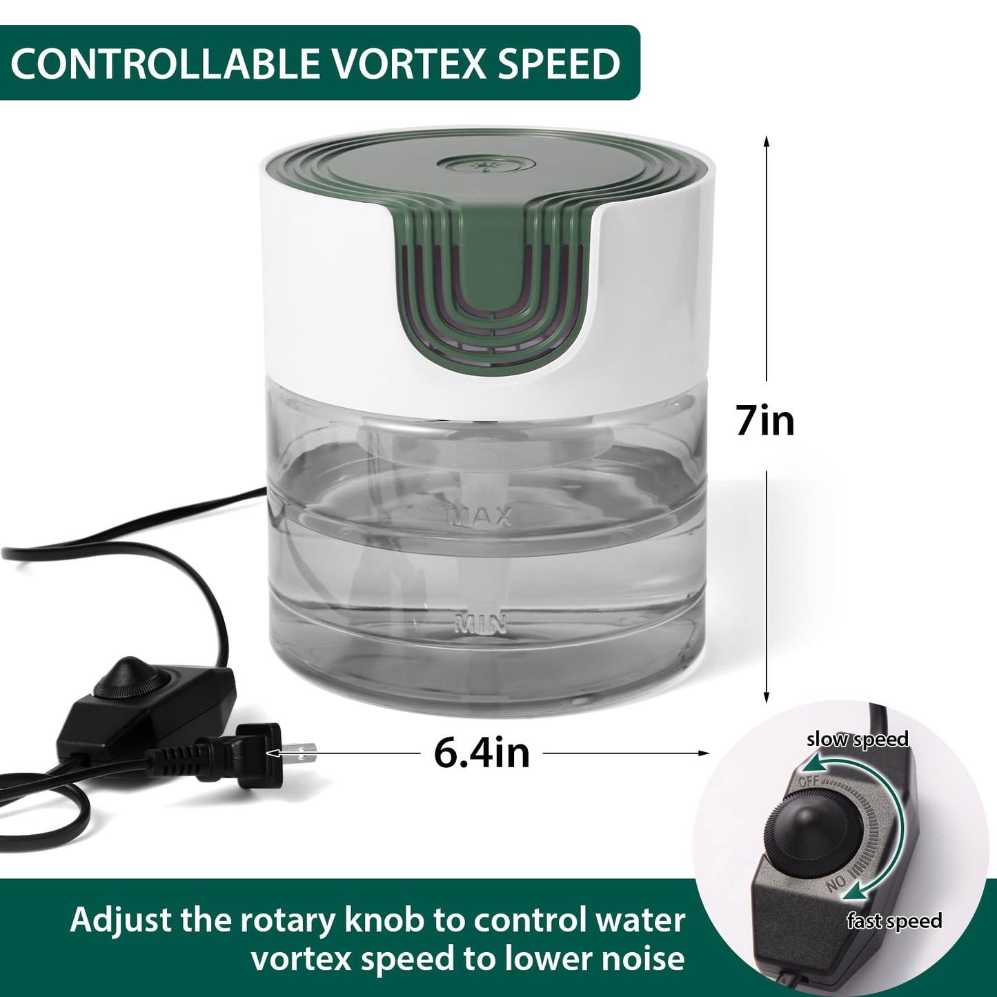 Oxyvana Water Air Purifiers for Home, Quiet Variable Speed Water Based Air Purifier with 7 Color Night Light, Air Washer Humidifier for Home, Bedroom