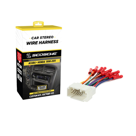 Scosche HA08BCB Aftermarket Radio Wiring Harness with Crimp Connectors for Select 1998-11 Acura and Honda - Aftermarket Radio Wire Harness for Car