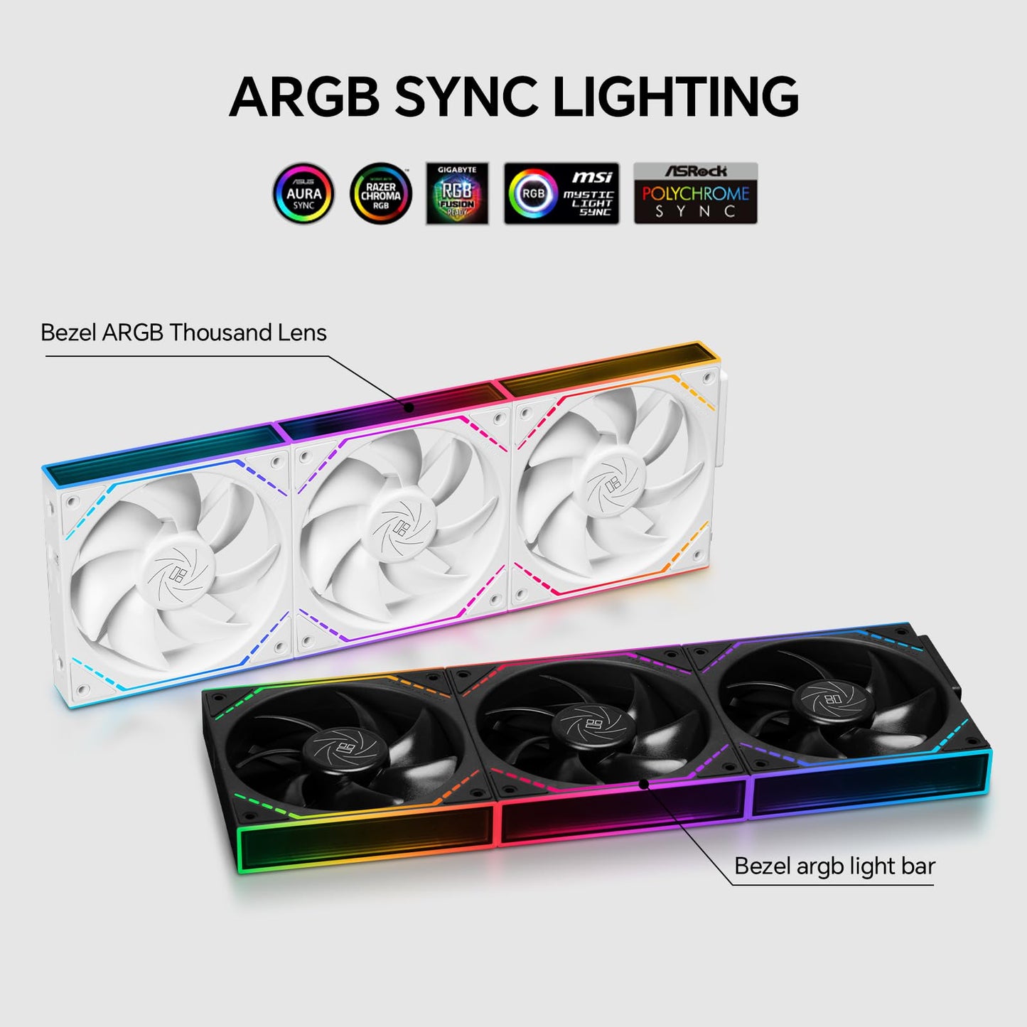 Thermalright TL-M12QW X3 120mm PC Case Fans, PWM ARGB Fans, 2000RPM High Airflow, Daisy-Chain, Infinity Mirror Lighting, 3-Pack