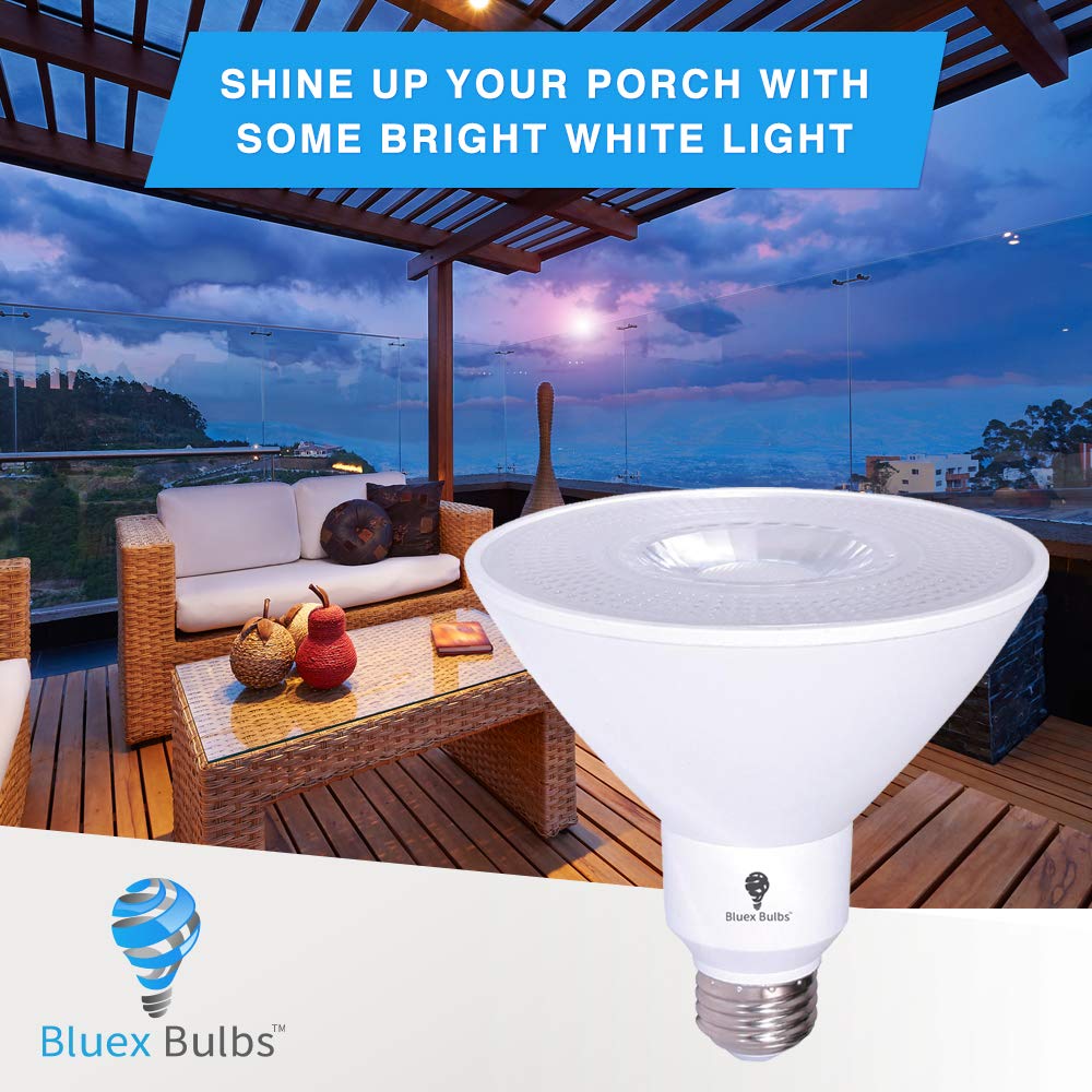 6 Pack High Power Outdoor PAR38 17W 170Watt Equivalent 1700 Lumens LED Cool White Dimmable Flood Light Bulb Waterproof E26 5000K Daylight Bulbs