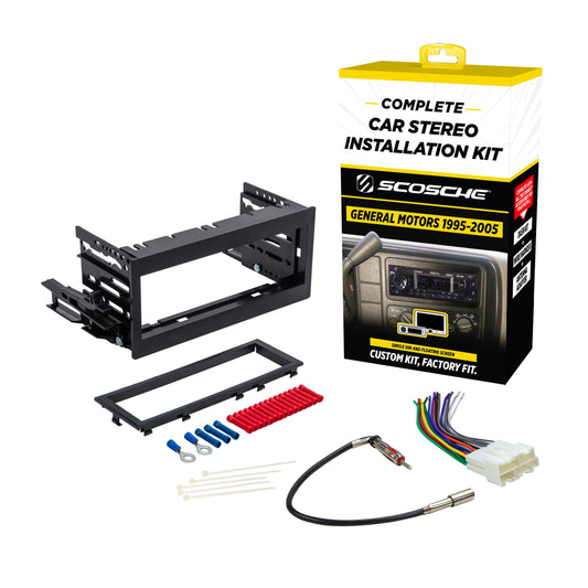 Scosche GM9505CS Complete Single DIN Stereo Installation Kit for Select Non-Amplified 1995-05 GM Full Size Trucks and SUV's - No Steering Wheel Remote
