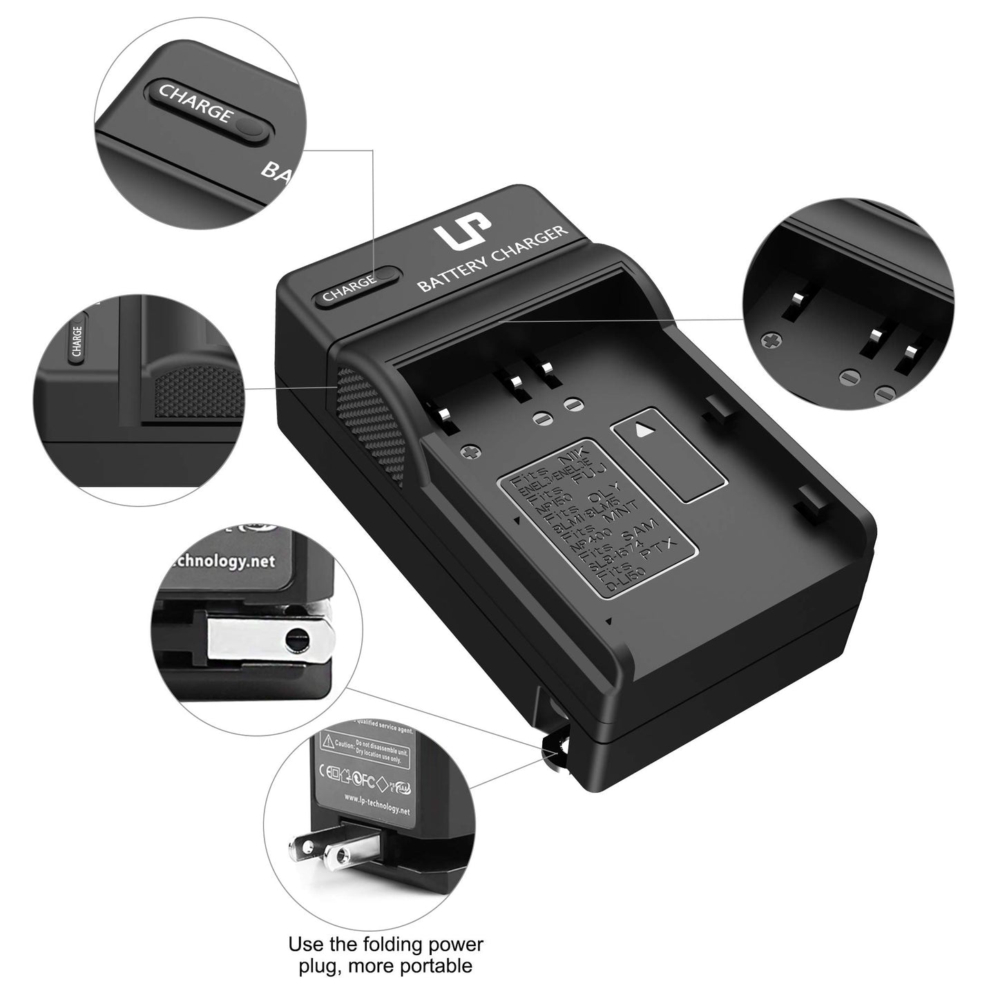 EN-EL3e LP Battery Charger for Nikon EN-EL3e, EL3, EL3a, Compatible with Nikon D50, D70, D70s, D80, D90, D100, D200, D300, D300s, D700 Digital SLR