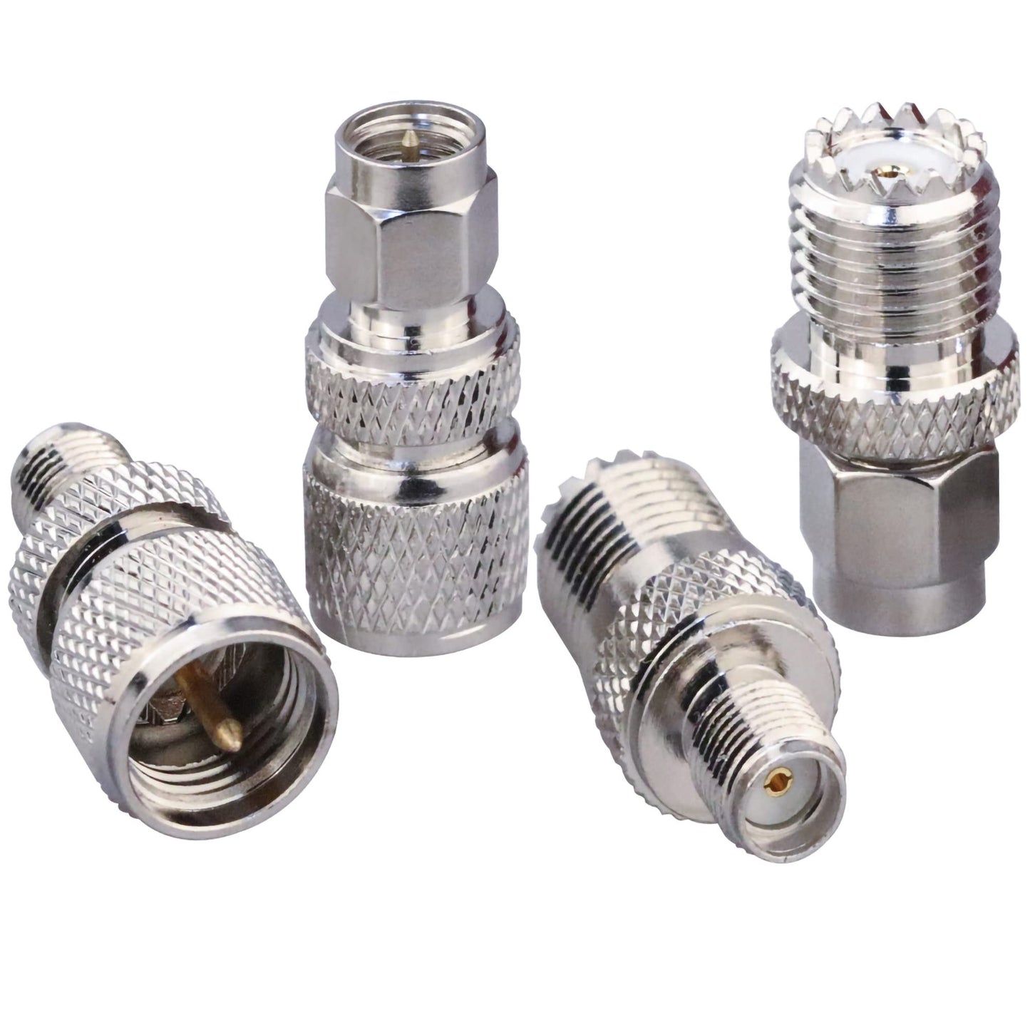 TUOLNK 4 Types Set SMA Male to Mini UHF Male Adapter Mini UHF to SMA RF Coax Adapter Kit for Wireless Antenna/RF Coax Cable Antenna Coaxial Connector