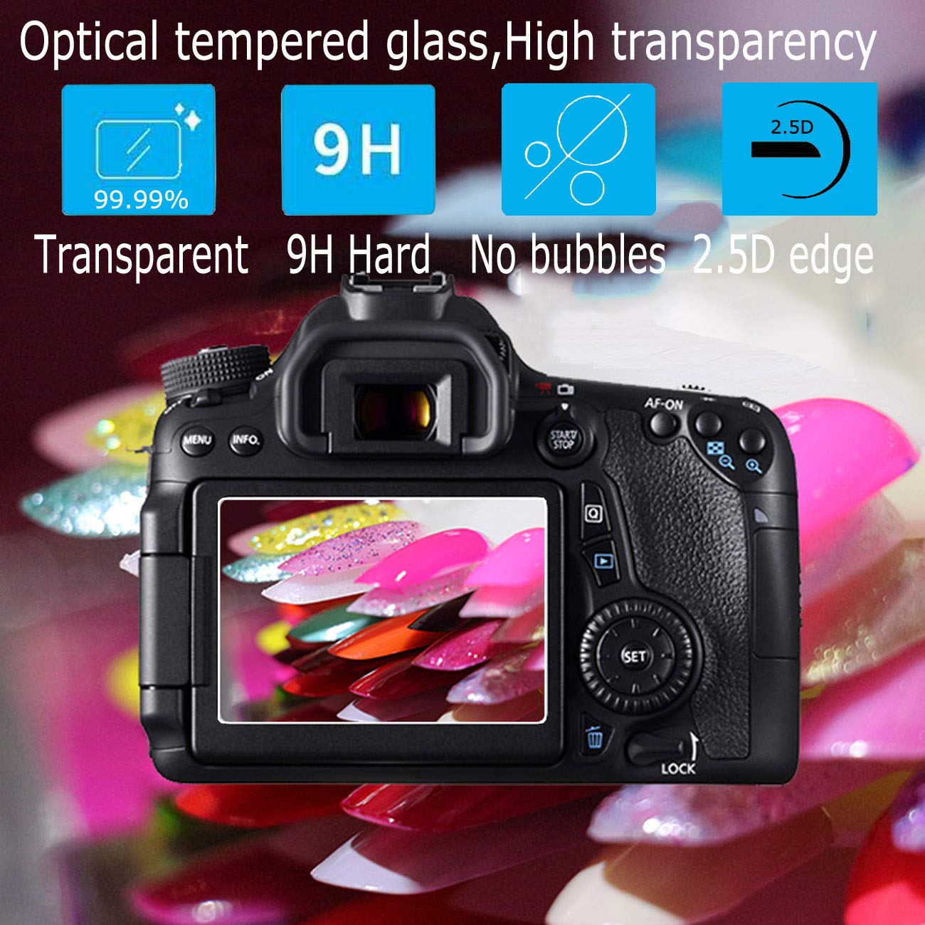 Debous Screen Protector for Canon EOS 1DX III, Tempered Glass 0.3mm 9H Hard Protective Film (6pcs)