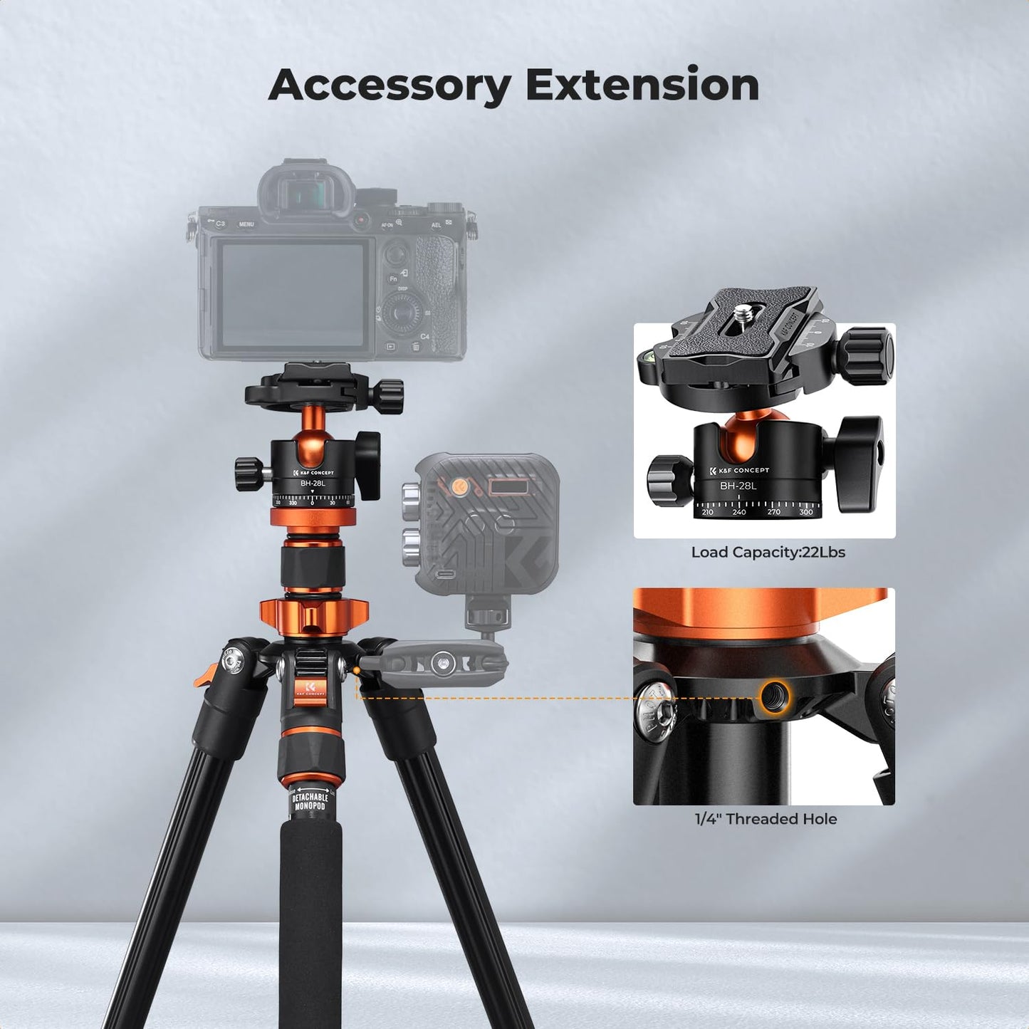 K&F CONCEPT Tripod for Camera, 78" Aluminum Camera Tripod, 81" Tripods & Monopods, Stable Heavy Duty Travel Tripod for DSLR Cameras, Max Load 22 lbs