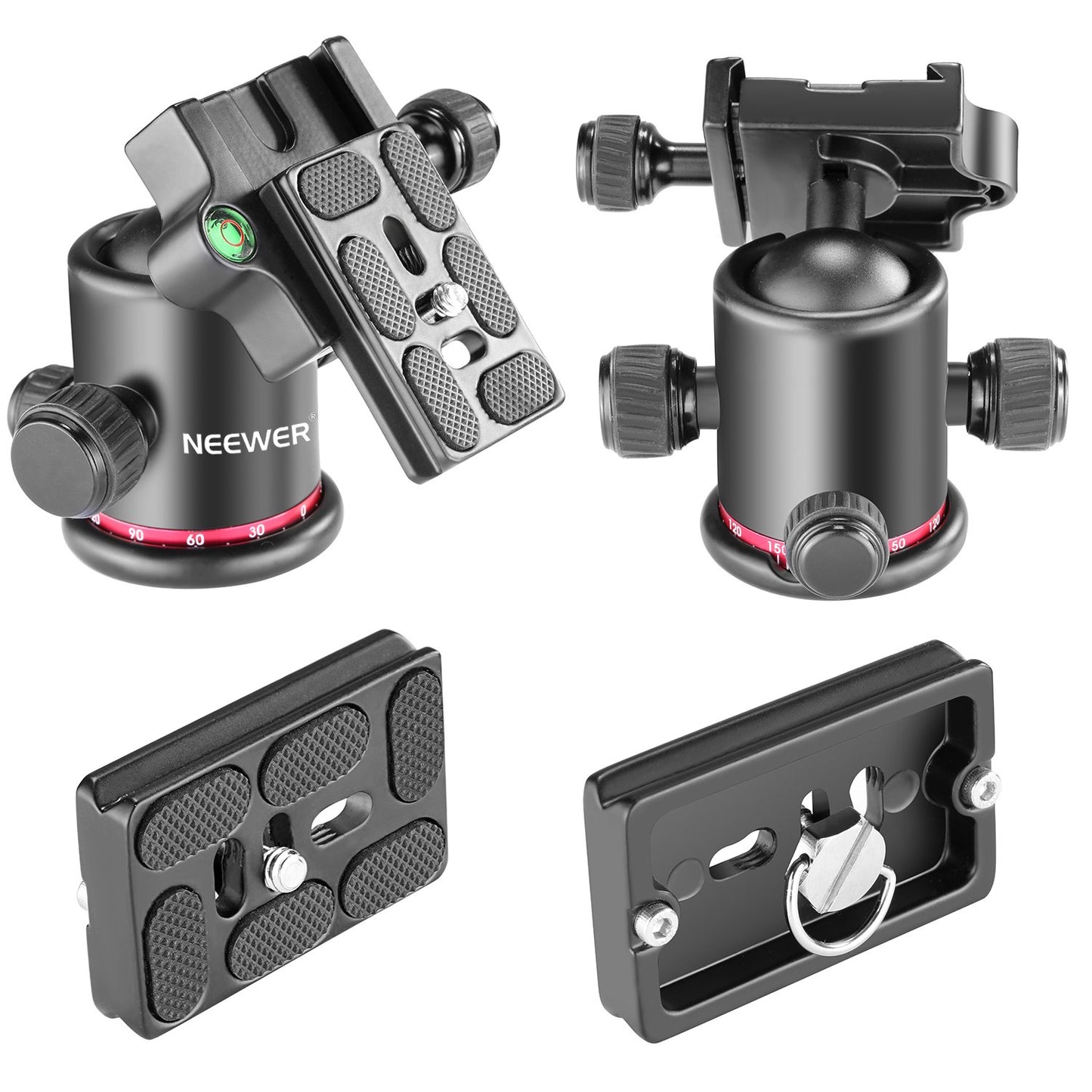 Neewer Professional Metal 360 Degree Rotating Panoramic Ball Head with 1/4 inch Quick Release Plate and Bubble Level,up to 17.6pounds/8kilograms,for