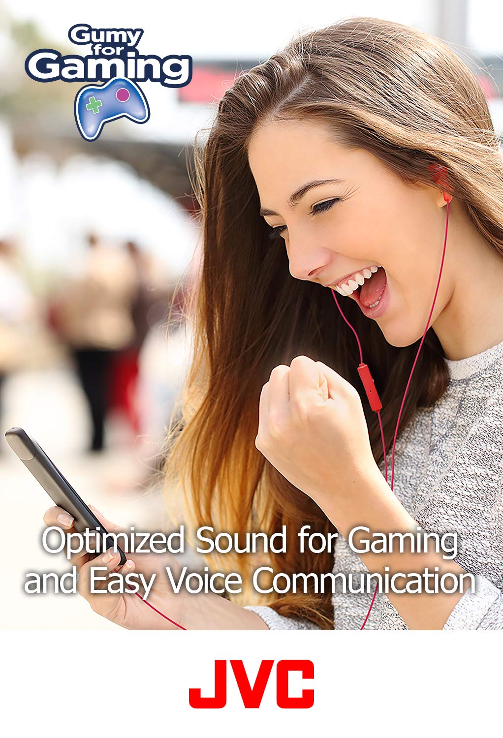 JVC Gumy Gamer, in Ear Earbud Headphones with Mic, Remote, and Mute Switch for Gaming and Chatting, Powerful Sound, Comfortable and Secure Fit…