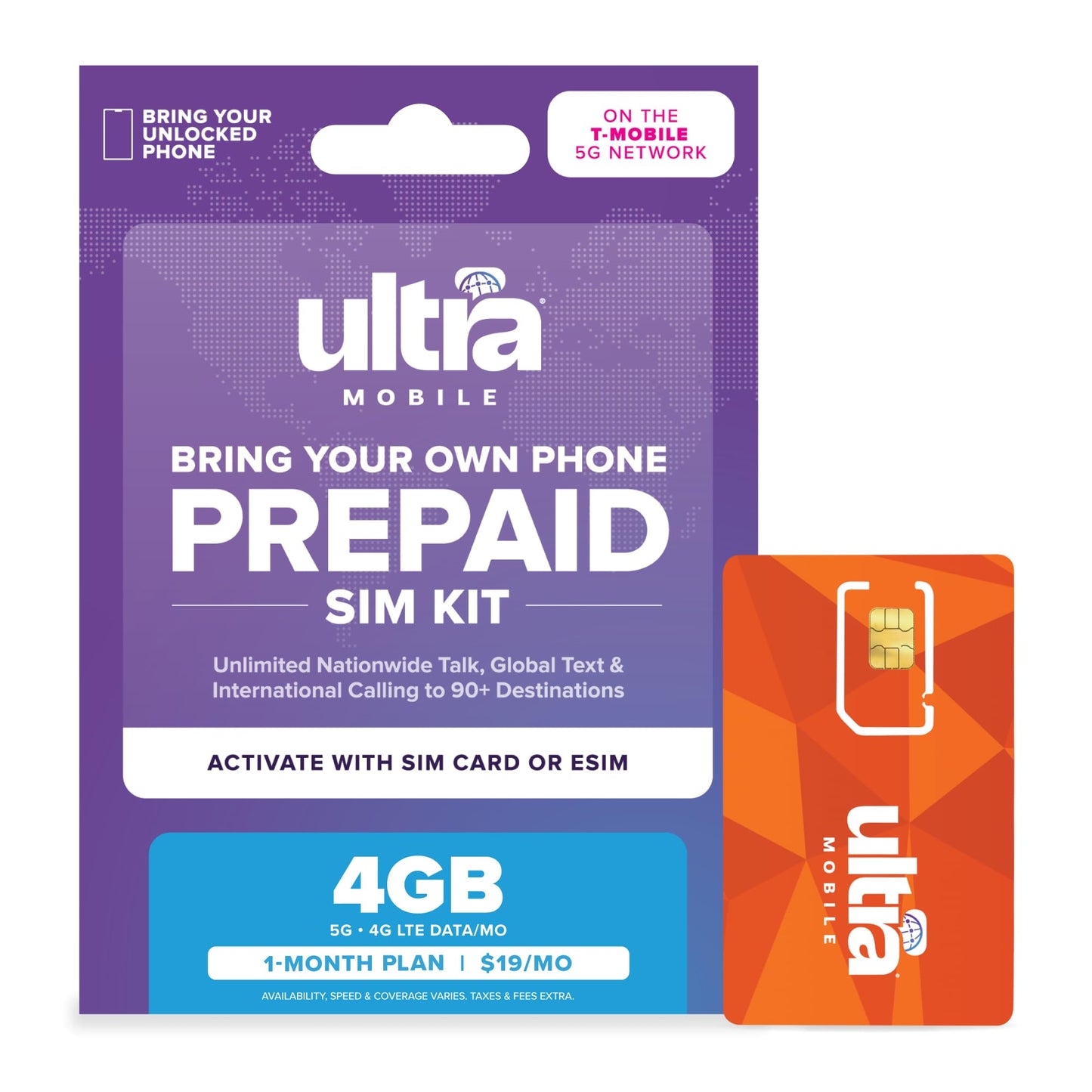 $19/mo. Ultra Mobile Prepaid Phone Plan with Unlimited Talk, Text and 4GB of 5G • 4G LTE Data (SIM Card Kit)