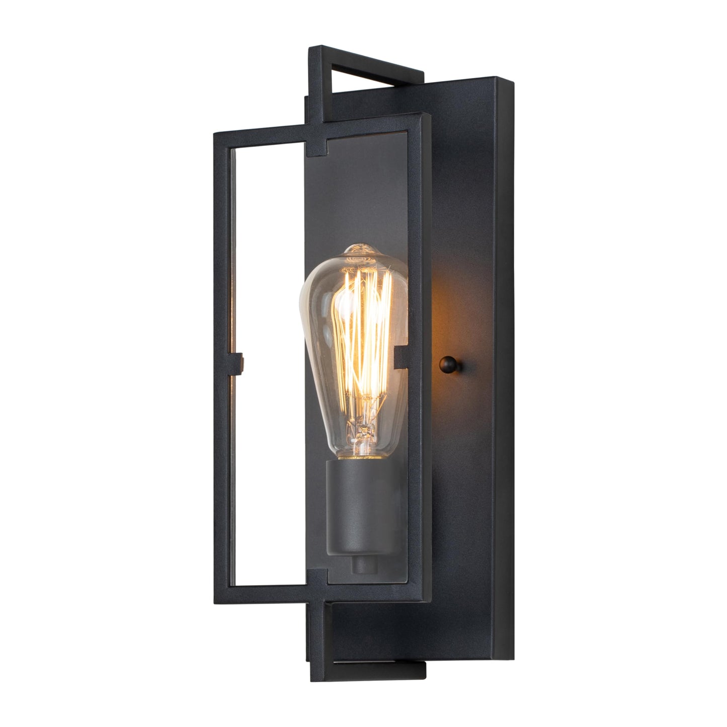 Laplusbelle Black Wall Sconce, 13 in. Indoor Wall Lamp with Tempered Glass, E26 Base for DIY Lighting Fixture, ETL Bathroom Vanity Light Wall Mounted