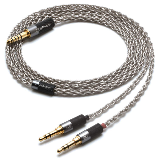 GUCraftsman 6N Single Crystal Silver Upgrade Cable 2.5mm/4.4mm Balanec Headphone Upgrade Cables for Beyerdynamic T1 2nd T5P 2nd T5P 3nd Final…