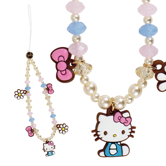Sonix x Sanrio Beaded Phone Charm | Beaded Wristlet, Universal Phone Strap, and Detachable Cell Phone Lanyard with Silicone Charms | Hello Kitty Pink
