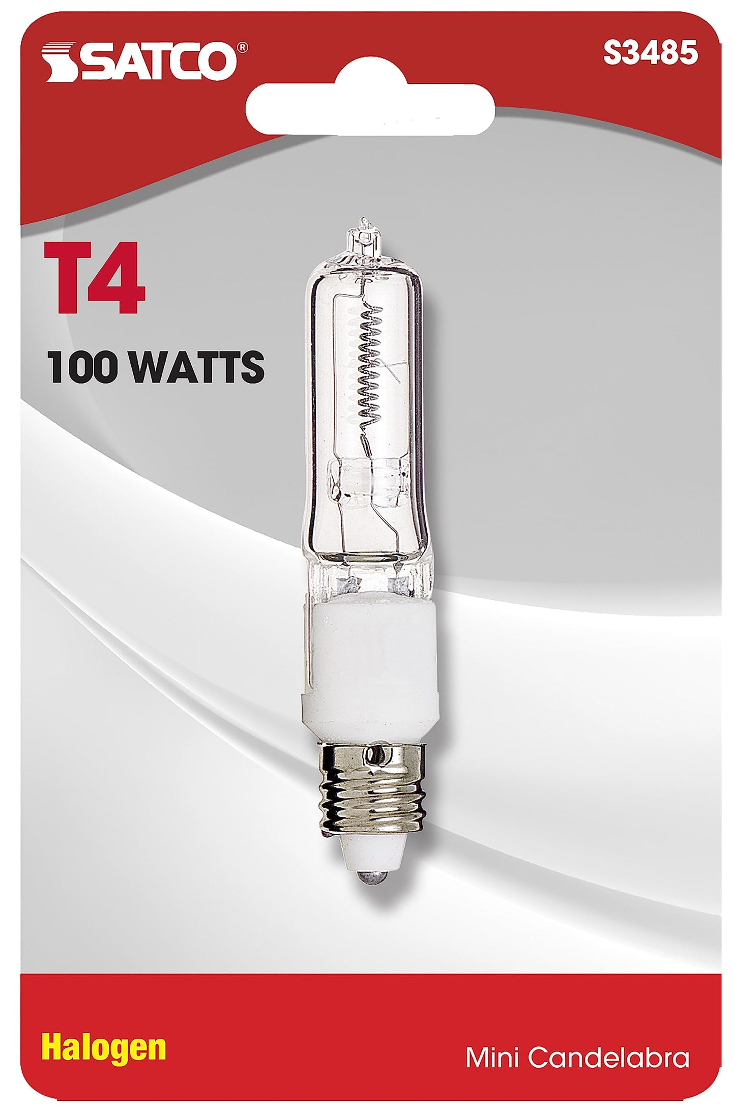 Satco S3485 1/Card 120V 100-Watt T4 E11 Base Light Bulb, Clear