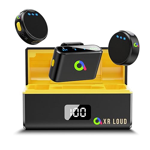 XR Magnetic Wireless Lavalier Microphone Long Range for iPhone/Android/PC 1-Click Noise Reduction 34H Case+Mic Battery, Hi-Fi Audio, YouTube, Social