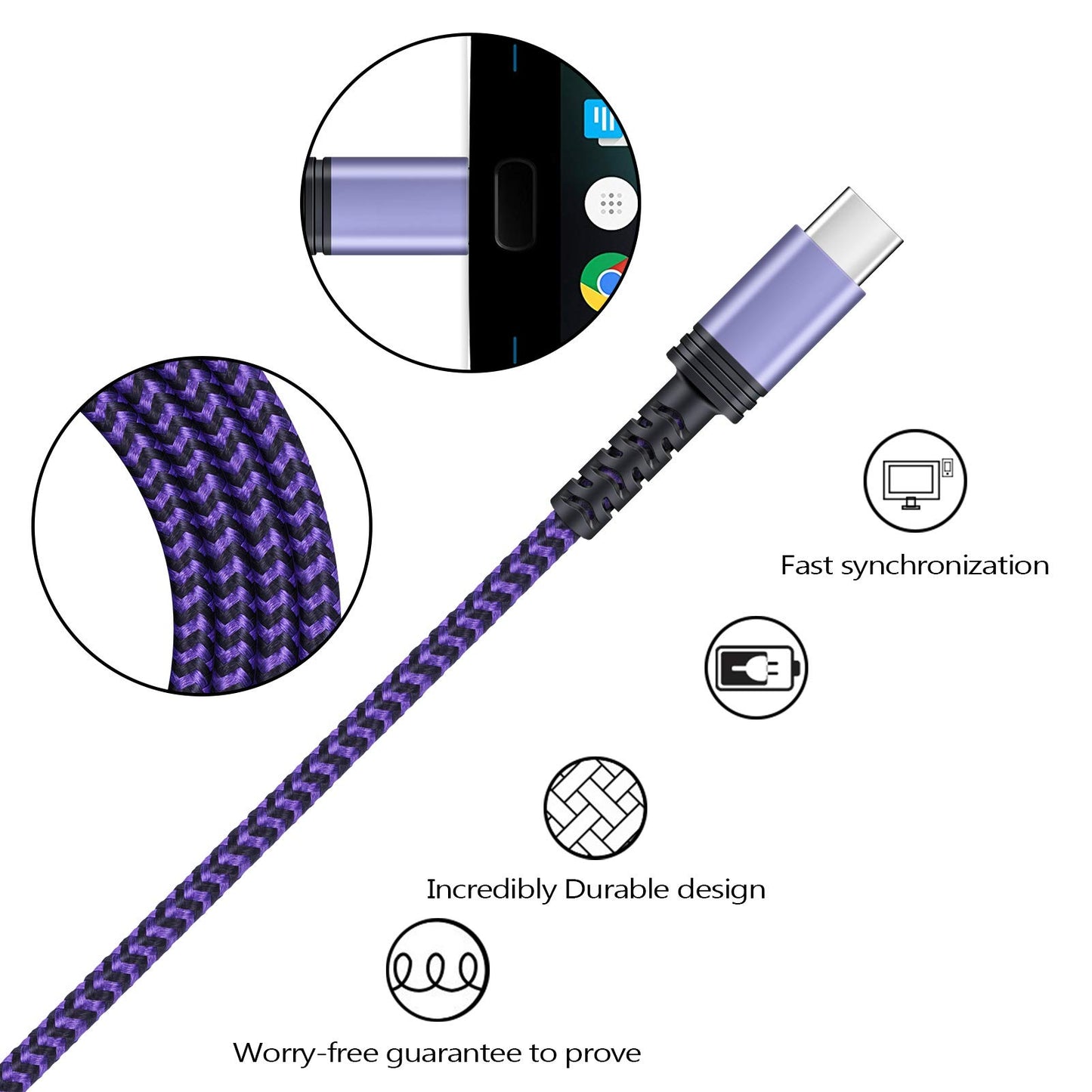 C Charger Cable Fast Charging Phone Android Power Cord 4 Compatible for Samsung Galaxy S24+ S23 Ultra S22 Plus Note 21/20 Ultra, S21+/S20 Plus/S21 S20