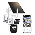 COOHILIGH Dual Lens Dual Screen 2K Solar Security Camera Wireless Outdoor 360° View Battery Powered Camera with Spotlight Color Night Vision, PIR