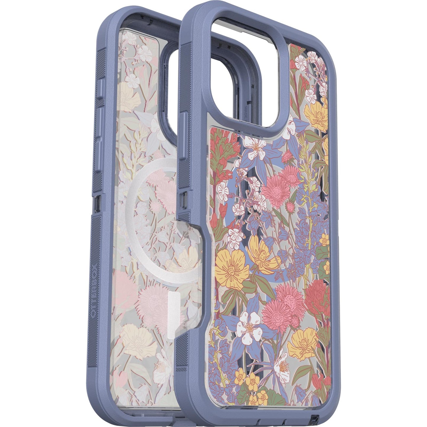OtterBox iPhone 16 Pro Max Defender Series XT Clear Case - Floral Purple - Tough, Rugged & Durable iPhone Case, Snaps on MagSafe, Pressure-Fitted