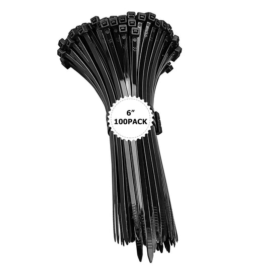 Zip Ties 6 inch Black Zip Ties 100 Pack, Wire Ties with 50lb Tensile Strength, UV Resistant Cable Ties, Self-locking Plastic Ties for Indoor